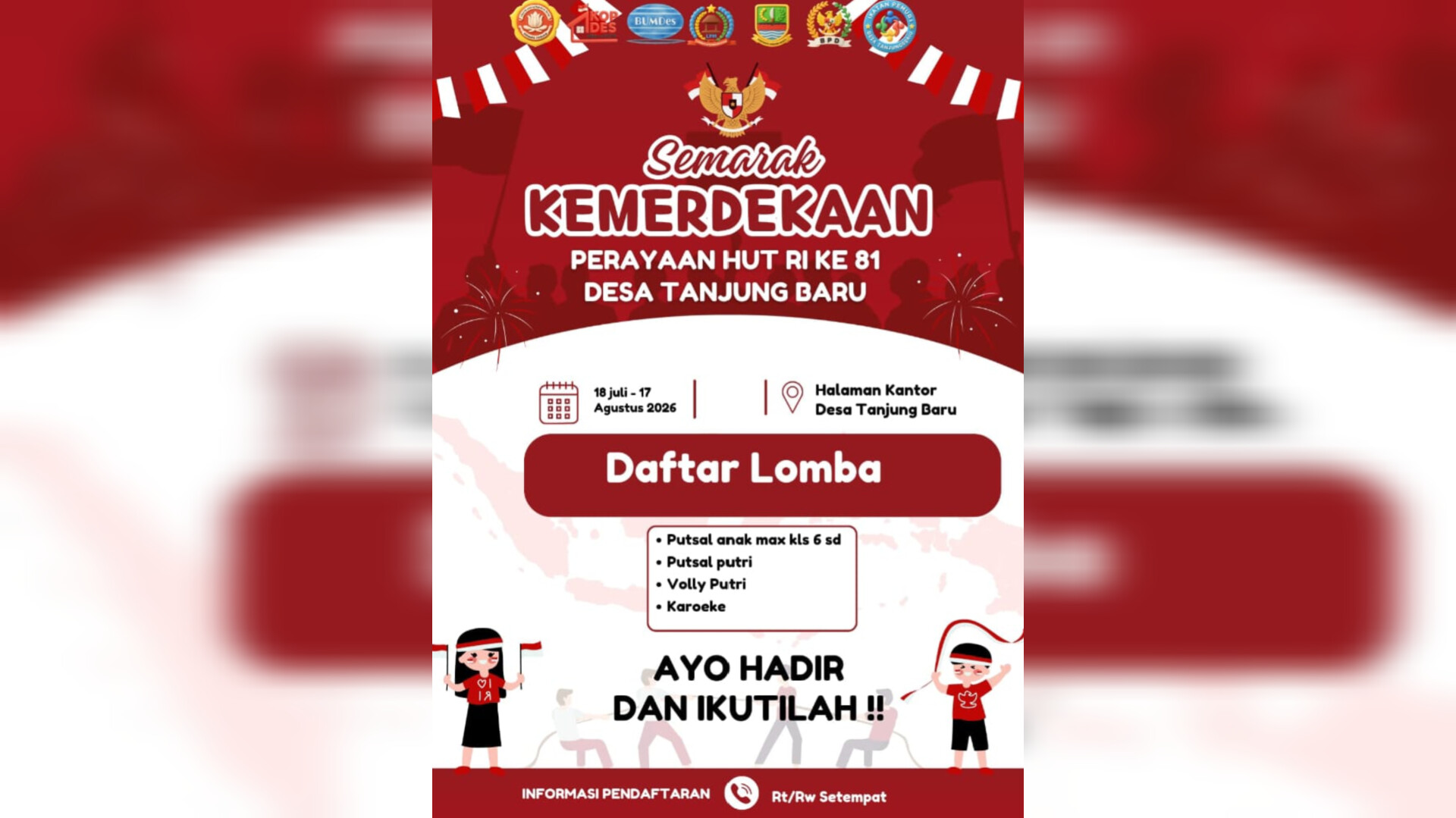Rayakan Kemerdekaan, Desa Tanjung Baru Siap Gelar Lomba Seru Selama Sebulan Penuh