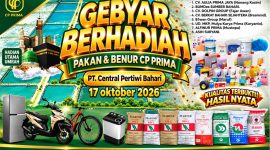 PT Central Pertiwi Bahari Gelar Gebyar Undian Berhadiah Pakan & Benur CP Prima 2026 di Tulang Bawang, Hadiah Utama Umroh Gratis